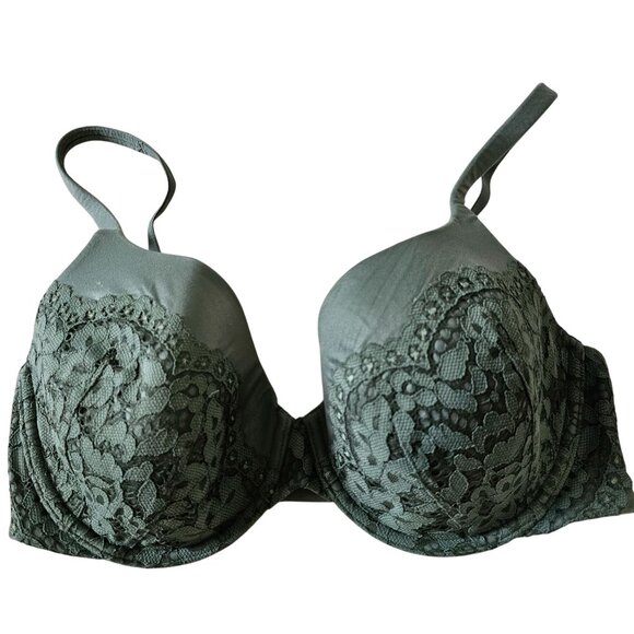 34DD Victorias Secret Body By Victoria Lined Perfect Coverage Bra Lace Green - Picture 1 of 10